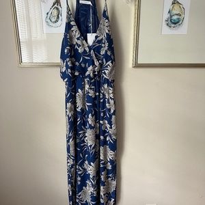 Lush Along the Waterway Blue Floral Print Midi Dress
